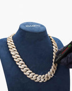 CUSTOM CLASP 22MM Moissanite 5 Row Miami Cuban Link Chain 14K Gold - Yellow Gold