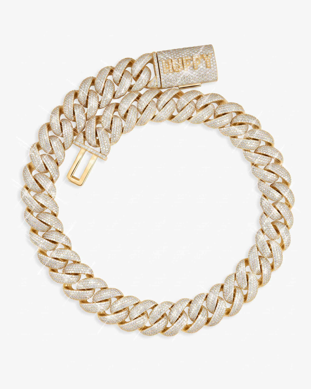 CUSTOM CLASP 22MM Moissanite 5 Row Miami Cuban Link Chain 14K Gold - Yellow Gold