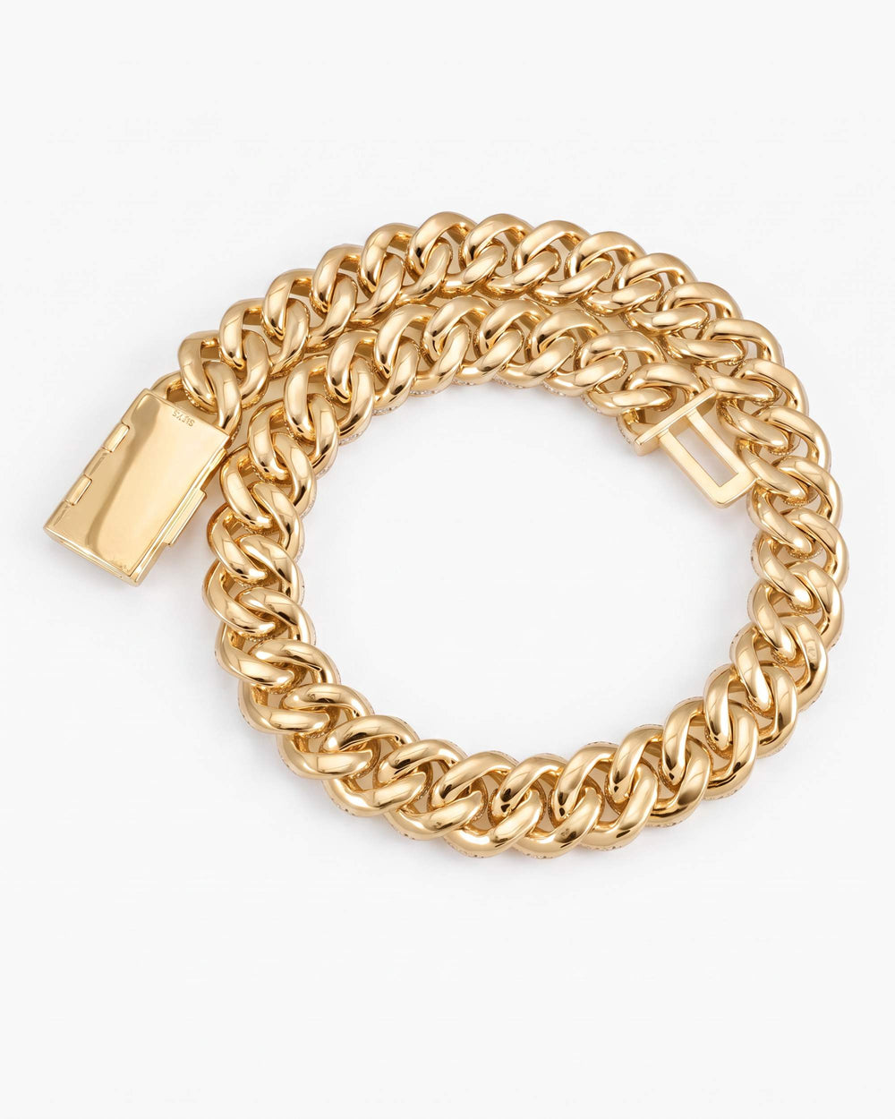 CUSTOM CLASP 22MM Moissanite 5 Row Miami Cuban Link Chain 14K Gold - Yellow Gold