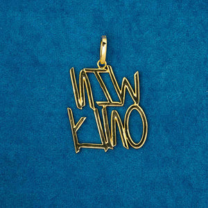 Cursive Letter Pendant Rope Chain - Gold