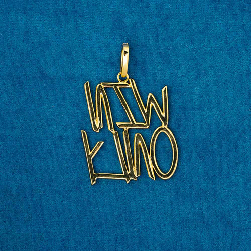 custom cursive letter pendant 14k gold back