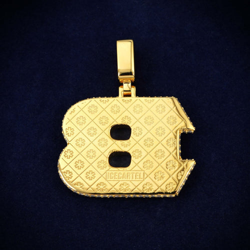 custom fat b moissanite letter pendant 14k gold icecartel back
