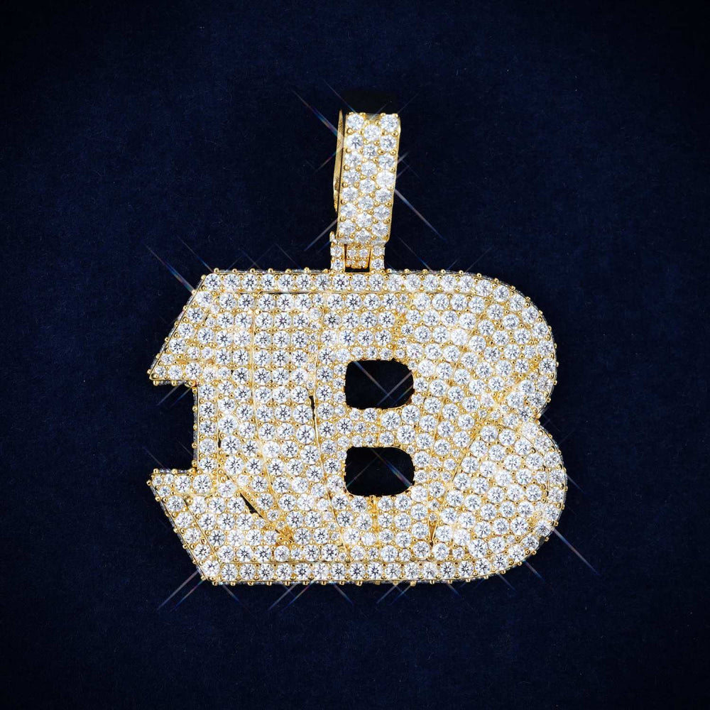 custom fat b moissanite letter pendant 14k gold icecartel main