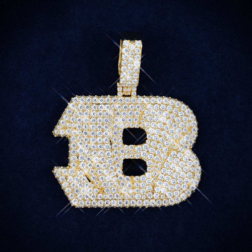 custom fat b moissanite letter pendant 14k gold icecartel main
