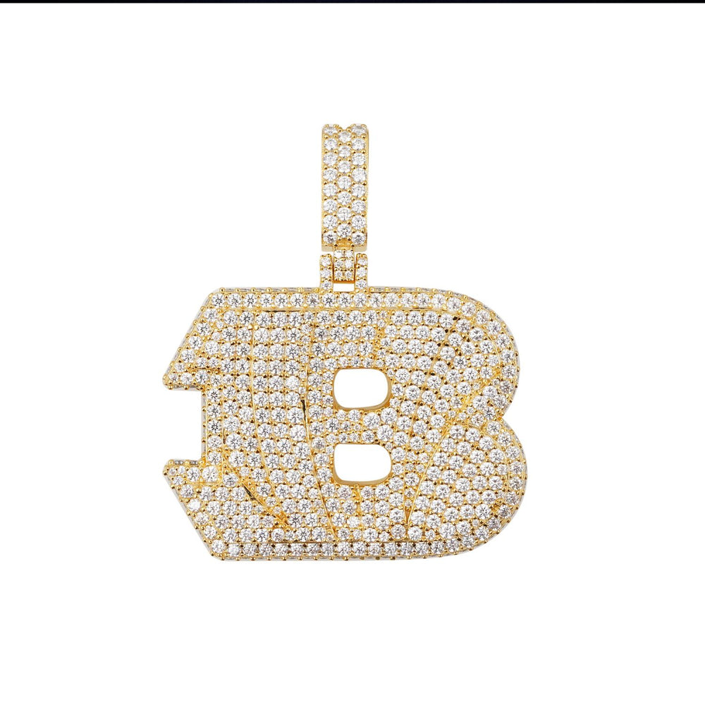 custom fat b moissanite letter pendant 14k gold icecartel white