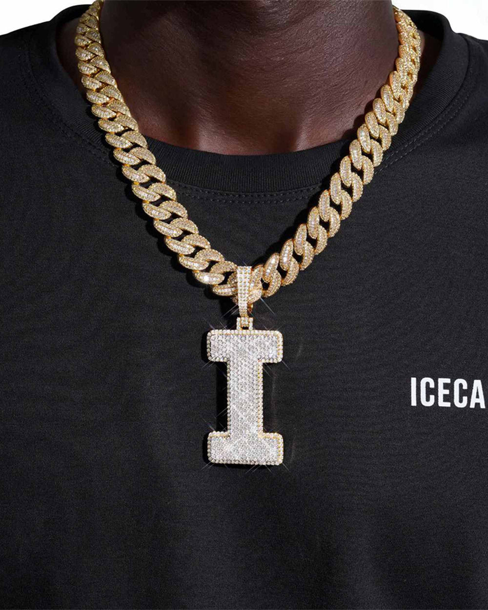 custom i moissanite letter pendant 14k gold icecartel model1