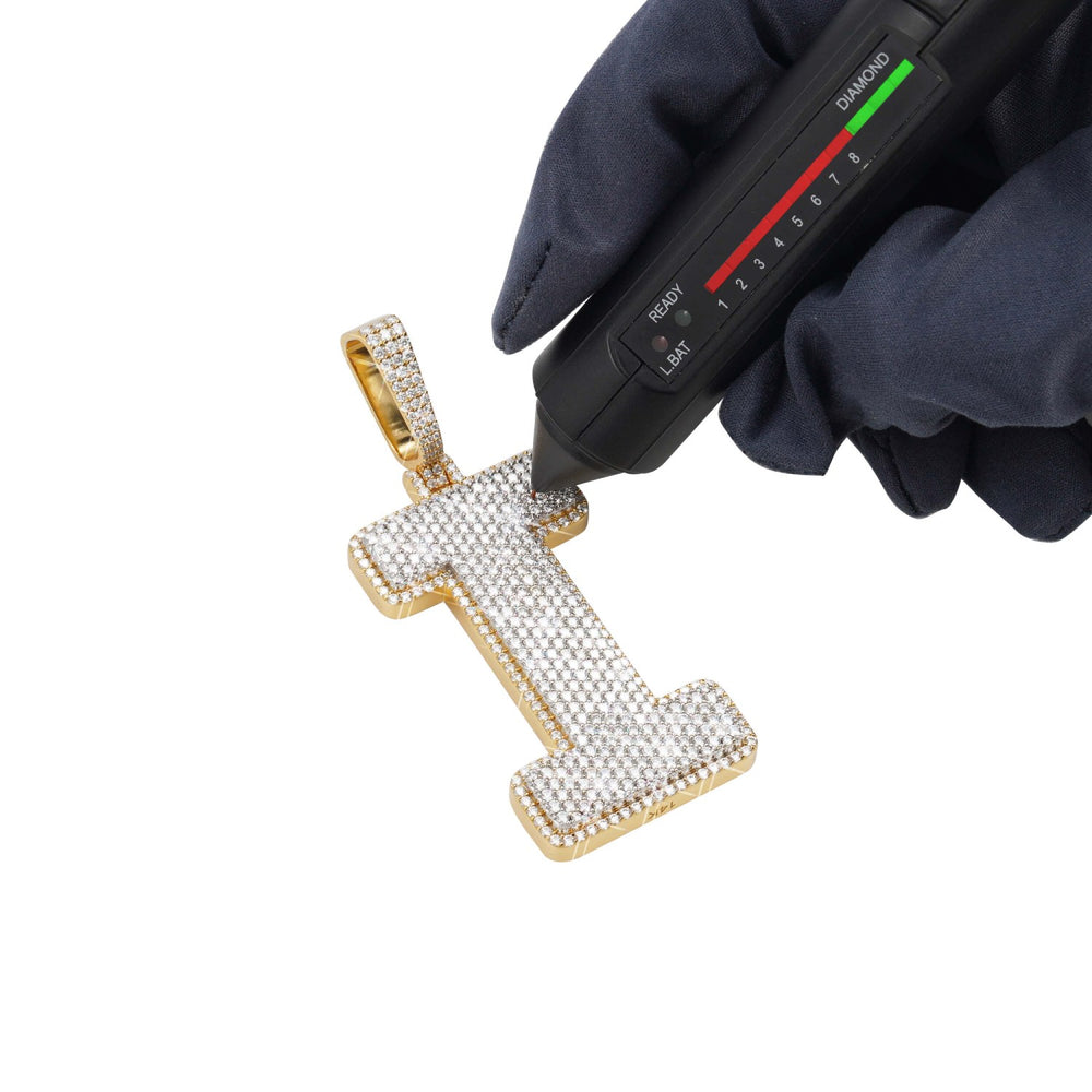 custom i moissanite letter pendant 14k gold icecartel test