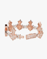 Iced Out Cross Bracelet 14K Gold - Two Tone