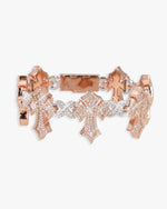 Iced Out Cross Bracelet 14K Gold - Two Tone