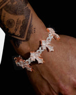 Iced Out Cross Bracelet 14K Gold - Two Tone