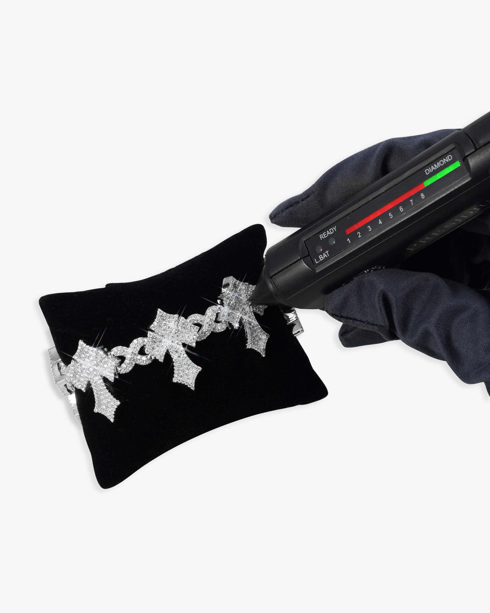 Iced Out Cross Bracelet 14K Gold - White Gold