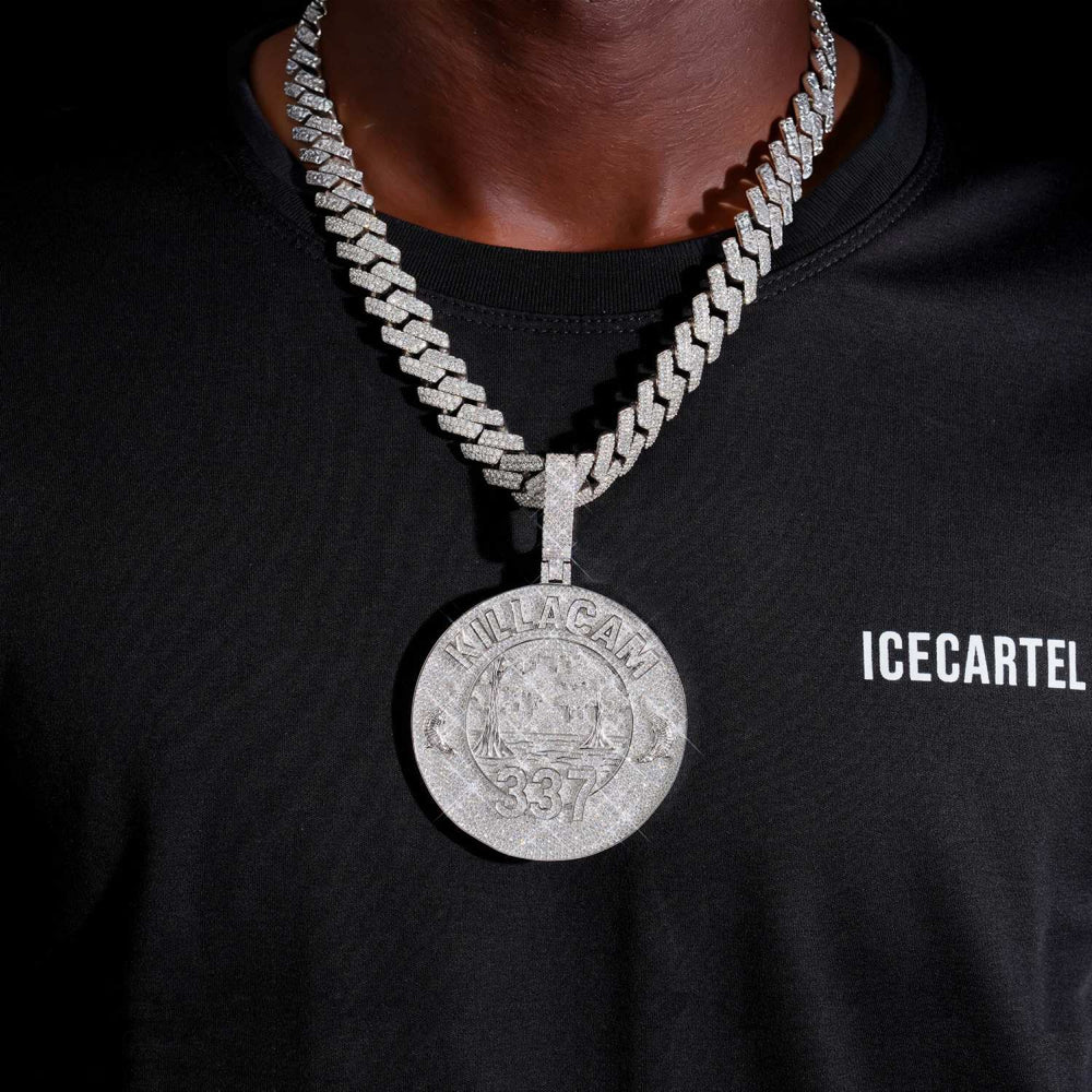 custom killacam moissanite circle pendant 14k gold ICECARTEL model