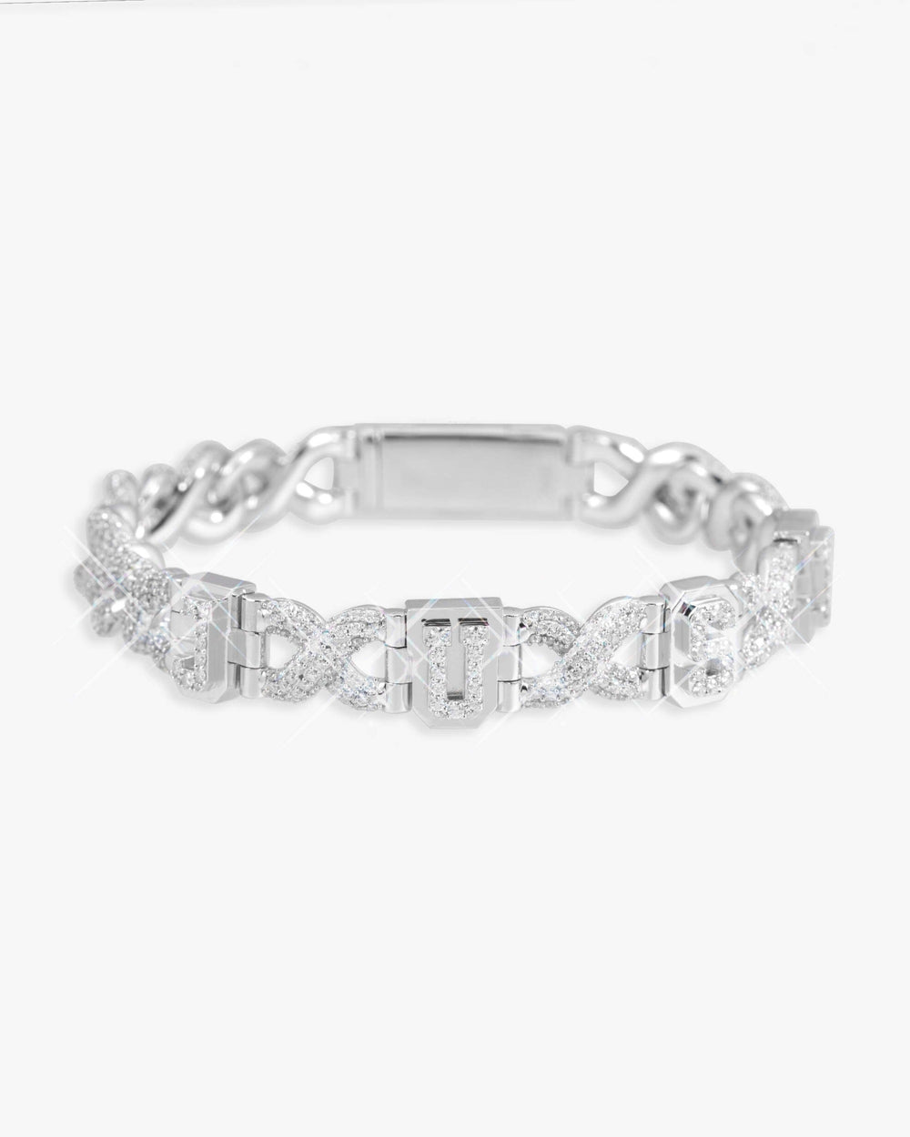 custom letters moissanite infinity link bracelet 14k gold icecartel px main