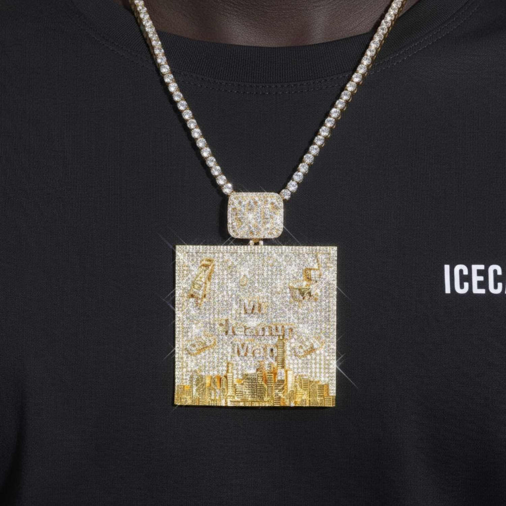 custom moissanite city pendant 14k gold icecartel model1