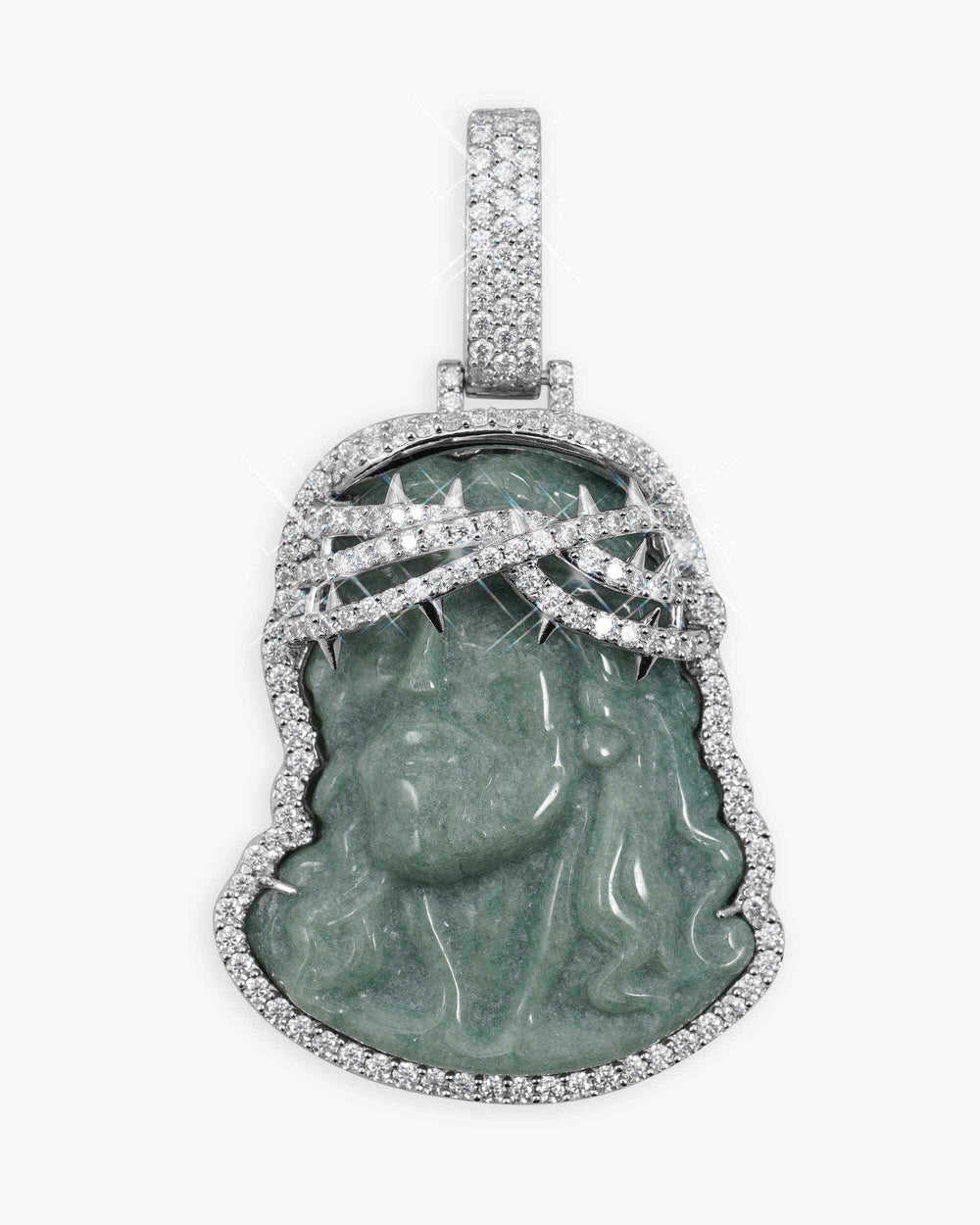 custom moissanite crowned jesus pendant 14k gold icecartel main