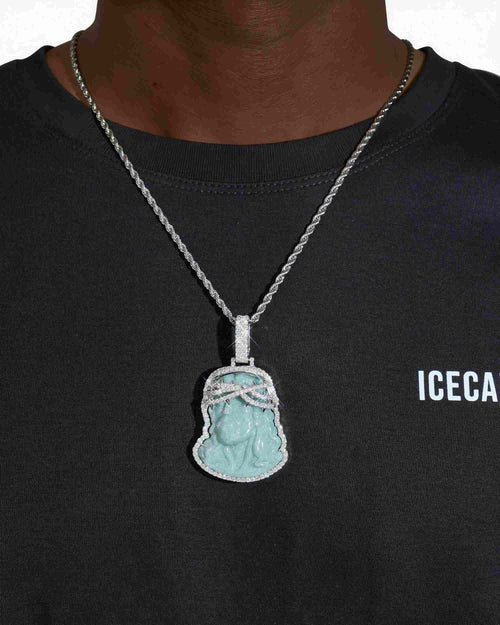 custom moissanite crowned jesus pendant 14k gold icecartel model