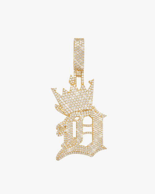 custom moissanite crowned letter d pendant 14k gold icecartel main1