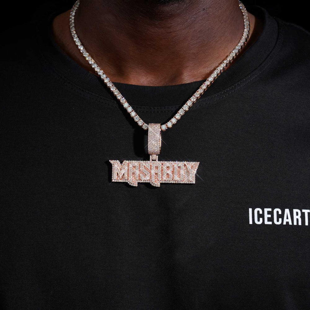 custom moissanite masaboy name pendant 14k gold icecartel model