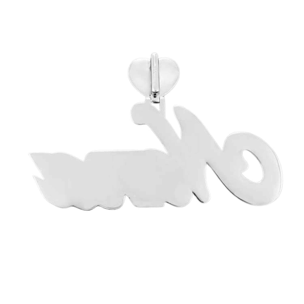 custom moissanite name pendant cursive letters white gold 925 silver back1