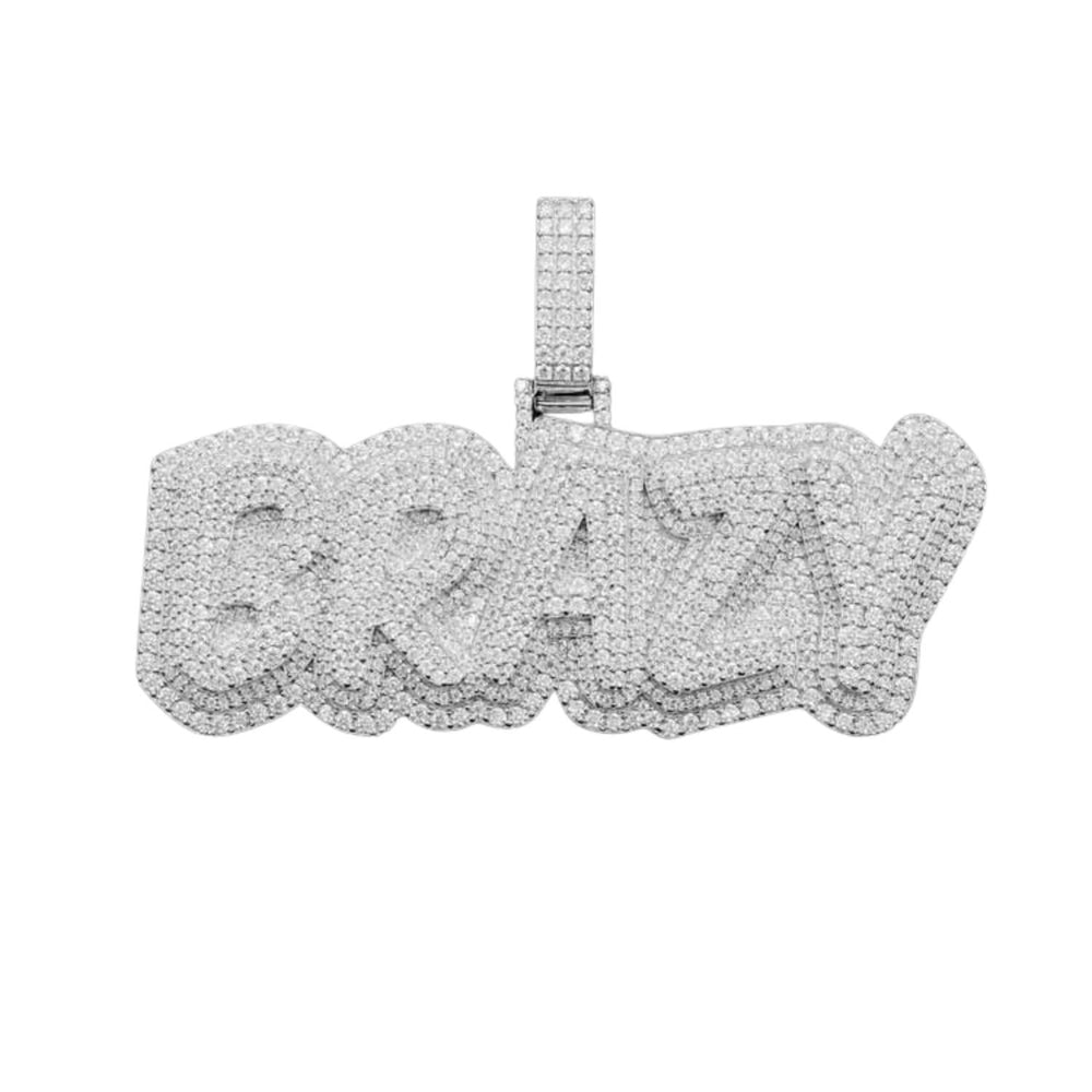 custom moissanite name pendant white gold iced out front1