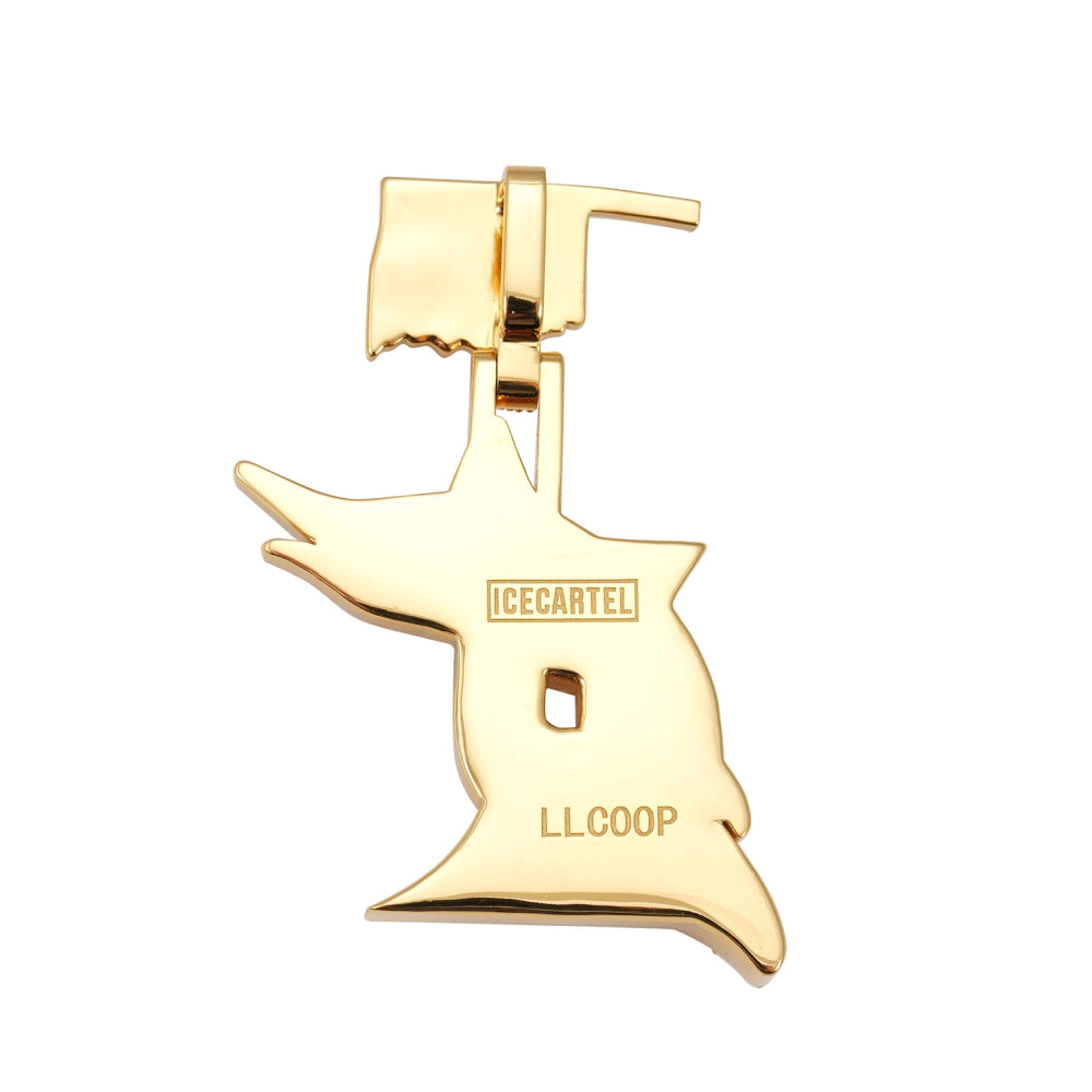 custom moissanite oklahoma r letter pendant 14k gold ICECARTEL back