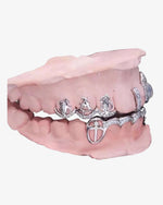 Custom Moissanite Opal Grillz - White Gold