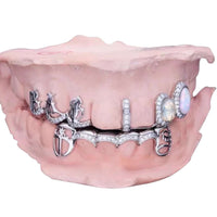 Custom Moissanite Opal Grillz Front