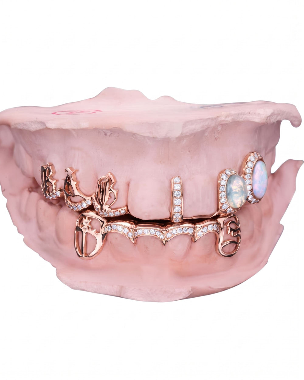 Custom Moissanite Opal Grillz - Rose Gold
