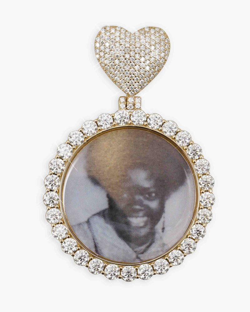 Custom Moissanite Photo Pendant 14K Gold - Yellow Gold
