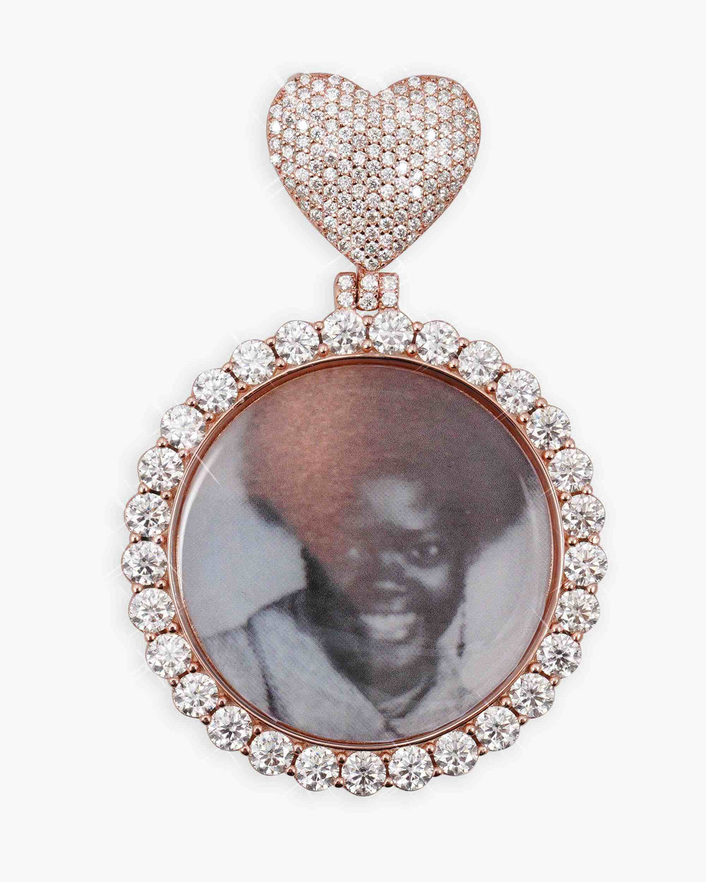 Custom Moissanite Photo Pendant 14K Gold - Rose Gold