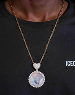 Custom Moissanite Photo Pendant 14K Gold - Rose Gold