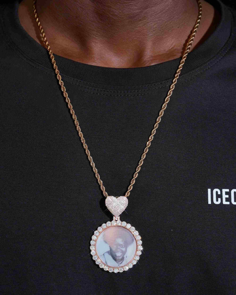 Custom Moissanite Photo Pendant 14K Gold - Rose Gold