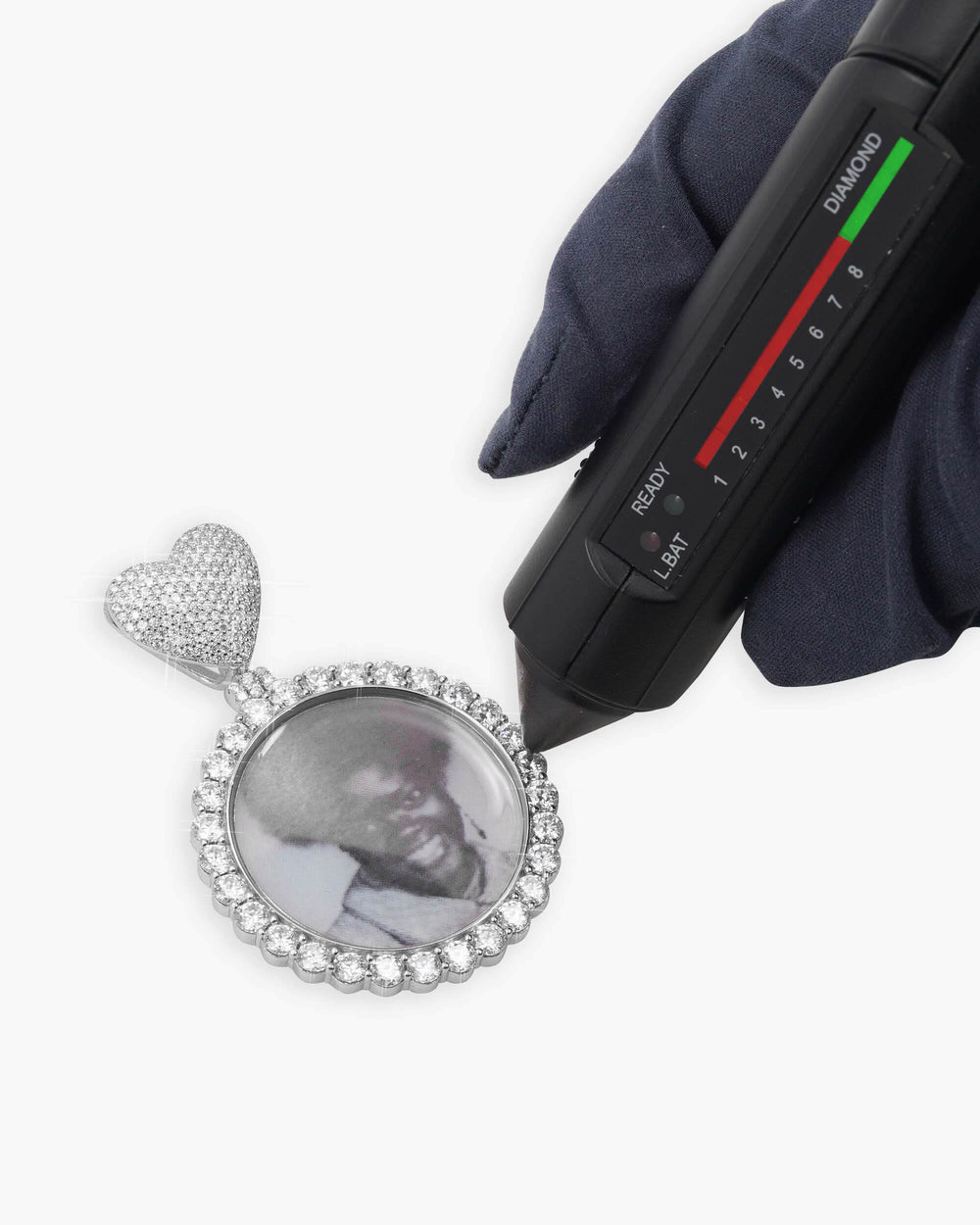 Custom Moissanite Photo Pendant 14K Gold - White Gold