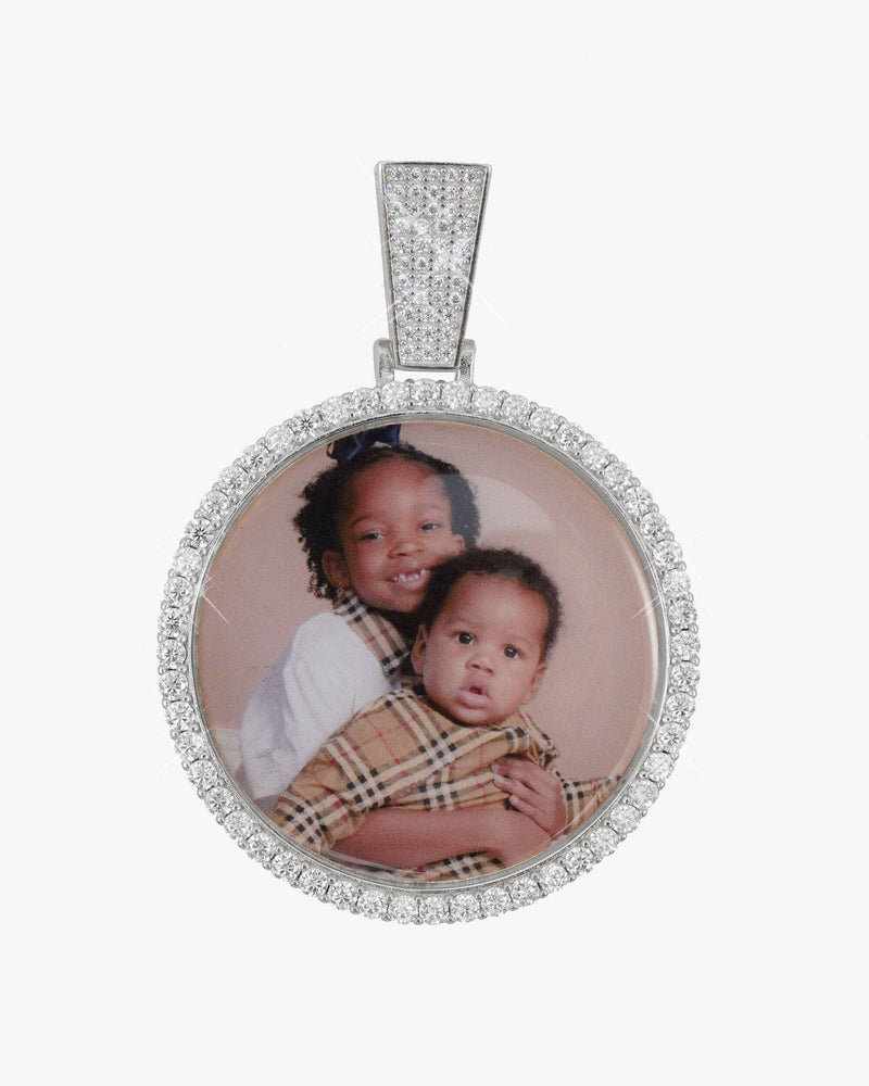 Custom Moissanite Picture Pendant 14K Gold - White Gold