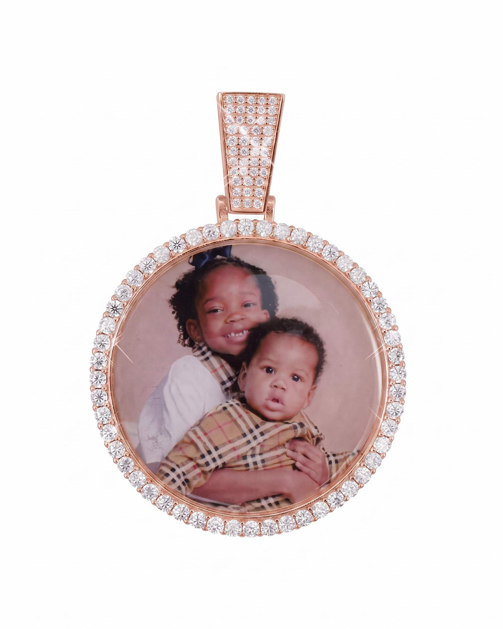 Custom Moissanite Picture Pendant 14K Gold - Rose Gold