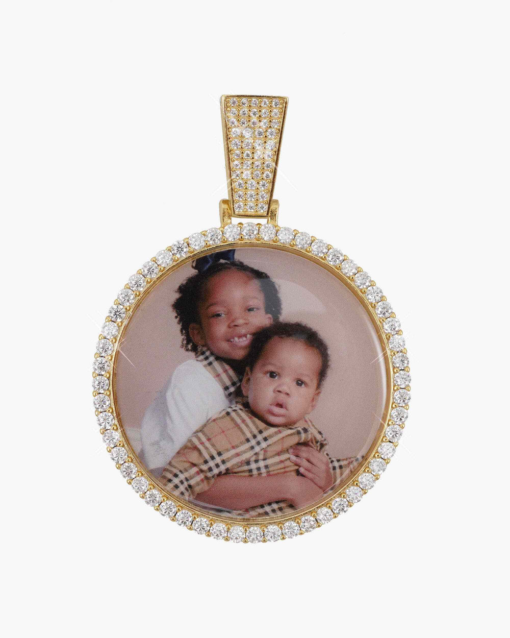 Custom Moissanite Picture Pendant 14K Gold - Yellow Gold