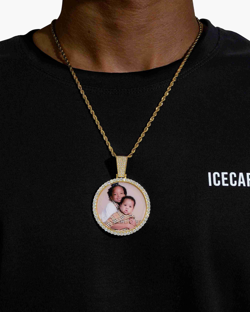 Custom Moissanite Picture Pendant 14K Gold - Yellow Gold