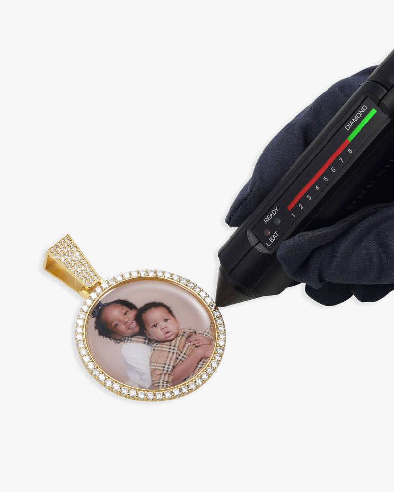 Custom Moissanite Picture Pendant 14K Gold - Yellow Gold