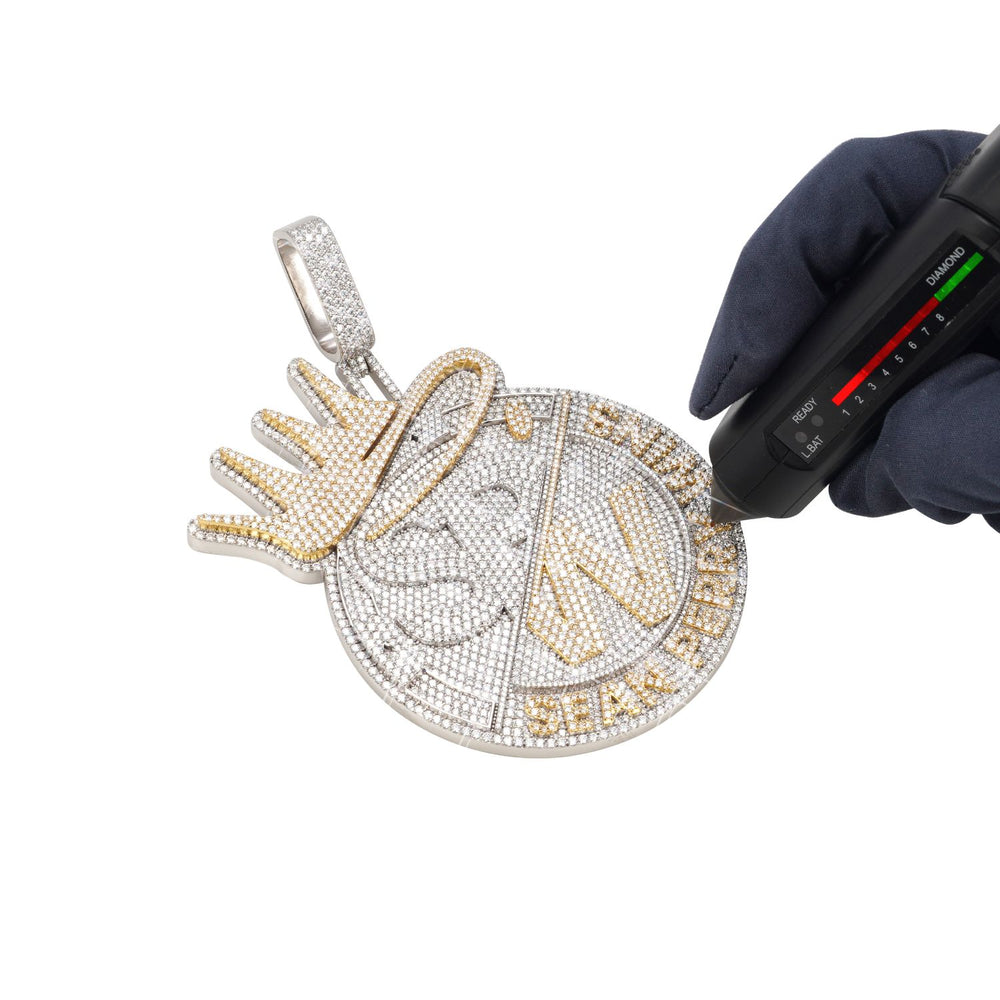 custom spw moissanite circle pendant 14k gold icecartel hand_1