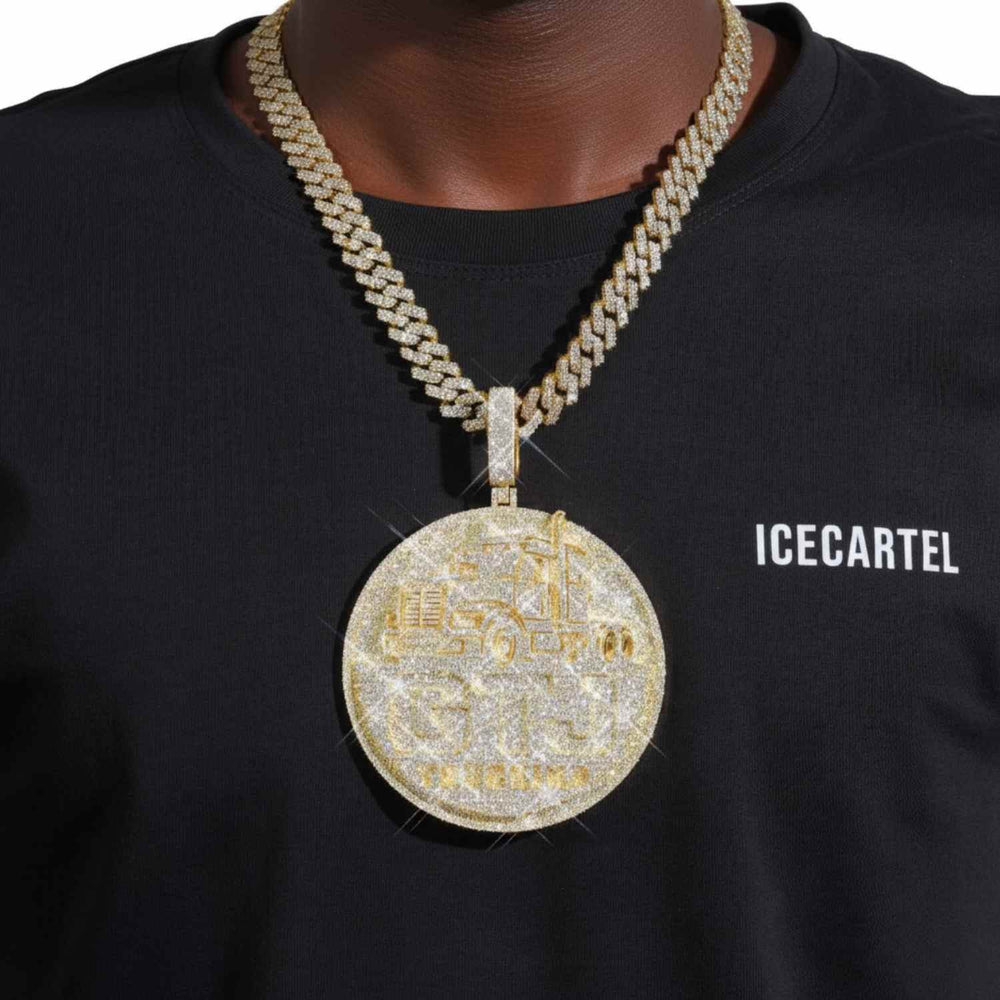 custom trucking moissanite circle pendant 14k gold icecartel model1