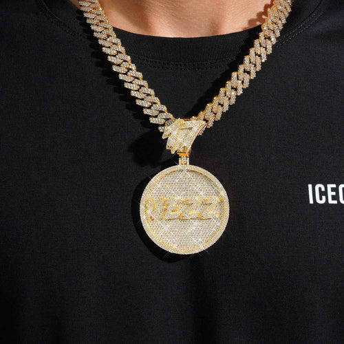custom vezz moissanite circle pendant 14k gold icecartel model