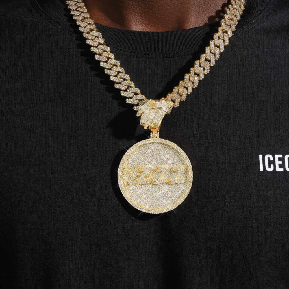 custom vezz moissanite circle pendant 14k gold icecartel model1
