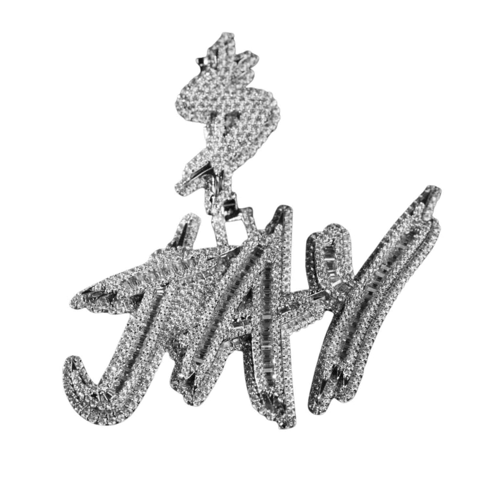 custom vvs moissanite name letter pendant 14k white gold 17 min1