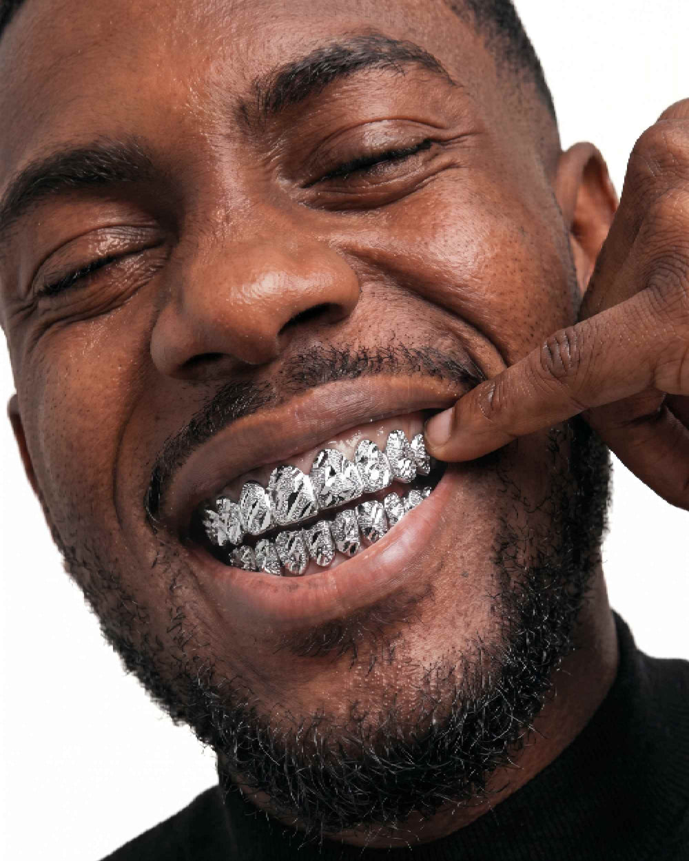 diamond cut nugget grillz white gold model new