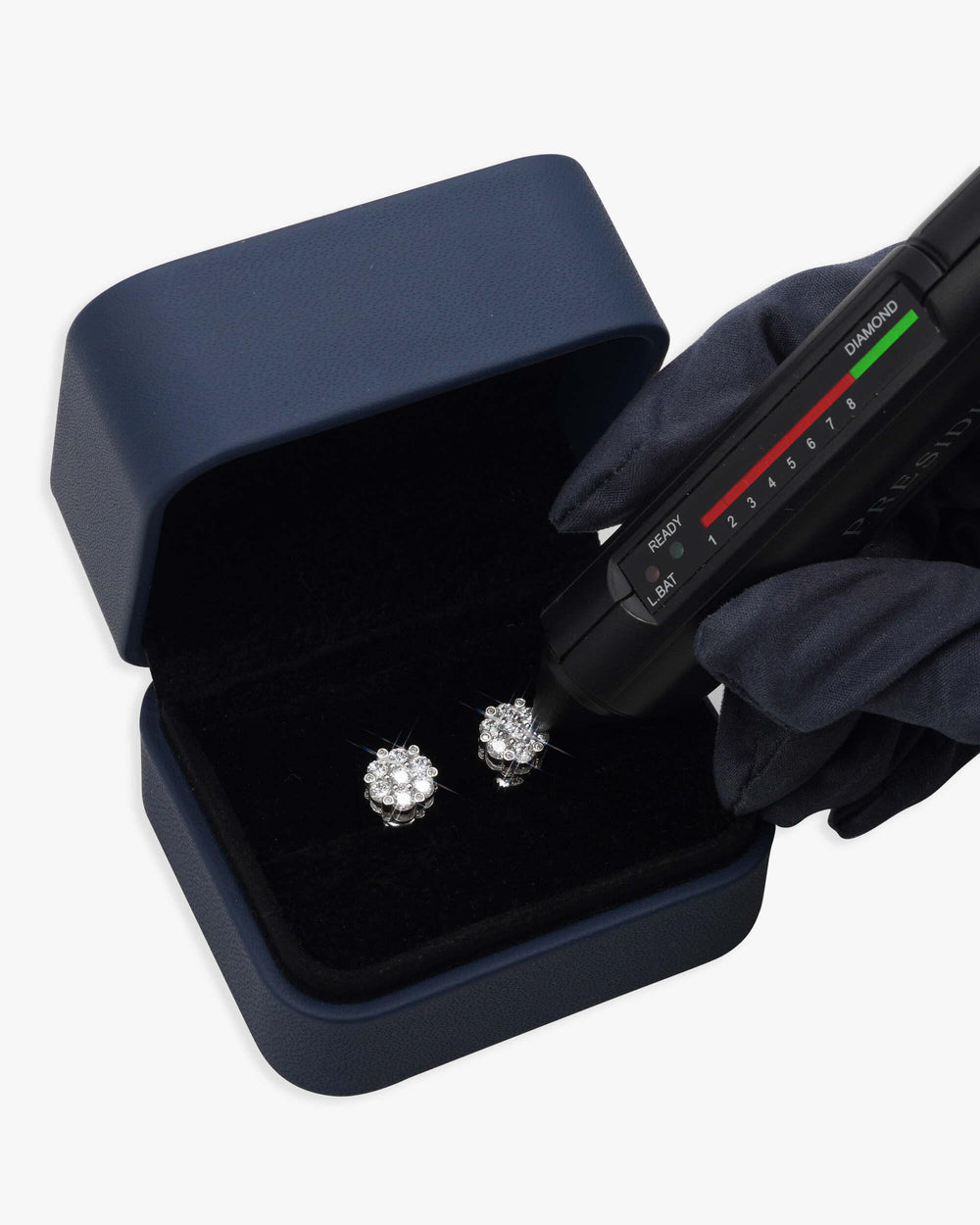10MM Diamond Flower Cluster Stud Earrings 14K Gold - White Gold