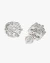 10MM Diamond Flower Cluster Stud Earrings 14K Gold - White Gold