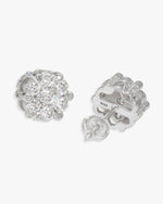 10MM Diamond Flower Cluster Stud Earrings 14K Gold - White Gold
