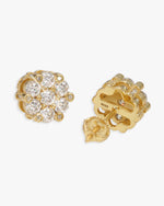 10MM Diamond Flower Cluster Stud Earrings 14K Gold - Yellow Gold