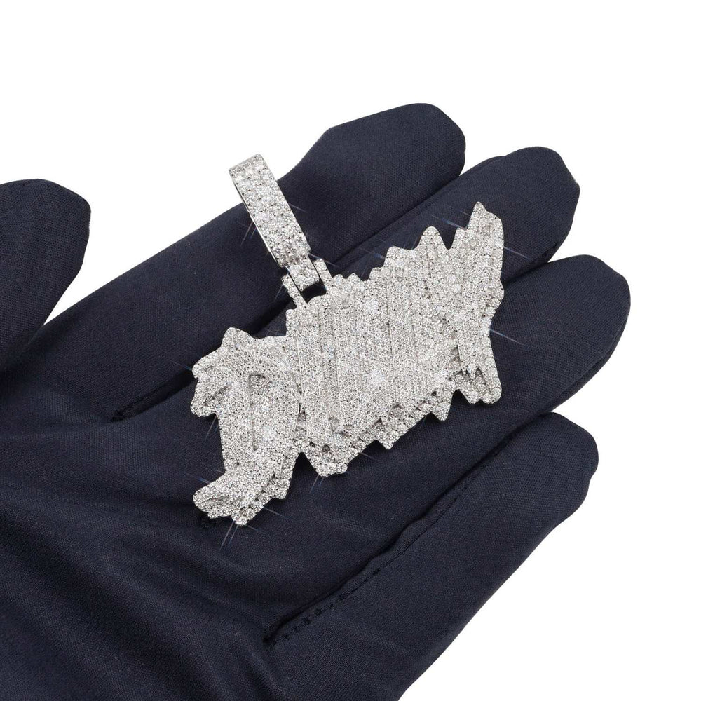 dilly moissanite custom name pendant 14k gold ICECARTEL hand