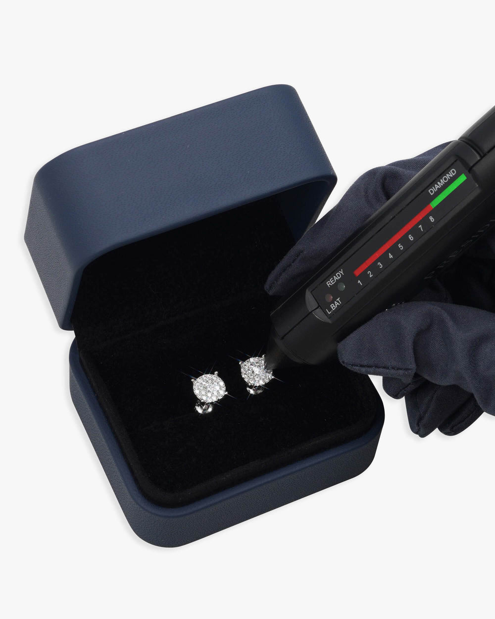 double halo prong moissanite earrings 14k gold icecartel box